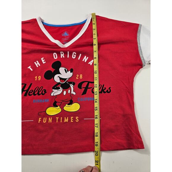 Disney Mickey Mouse Womens Cropped Top Fun Times Red XS original EUC y2k - Picture 7 of 7